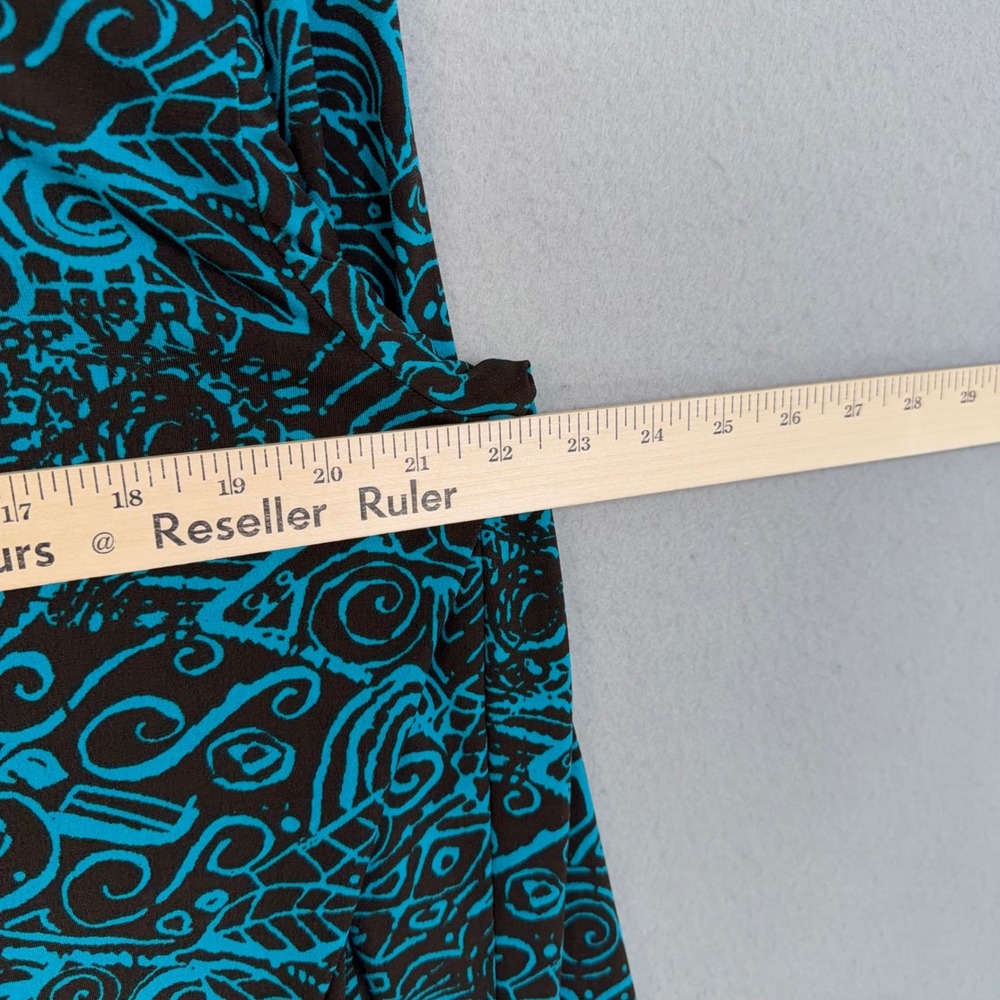Chico's Skirt Set Womens 3 Teal Abstract Geometric 2 Piece Wrap Top Maxi Boho - Picture 11 of 13